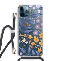 Flowers with blue leaves: iPhone 12 Pro Max Transparant Hoesje met koord