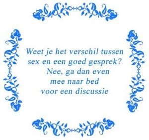 Tekst tegel Weet jij het verschil .... / delfts Blauw