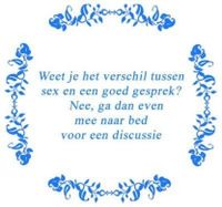 Tekst tegel Weet jij het verschil .... / delfts Blauw