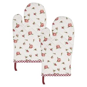 HAES DECO - Set van 2 Ovenwanten - 18x30 cm - 100% Katoen - Romantic Rose