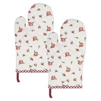 HAES DECO - Set van 2 Ovenwanten - 18x30 cm - 100% Katoen - Romantic Rose - thumbnail