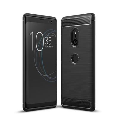 Geborsteld textuur koolstofvezel schokbestendige TPU Case voor Sony Xperia XZ3(Black)