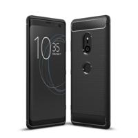 Geborsteld textuur koolstofvezel schokbestendige TPU Case voor Sony Xperia XZ3(Black)