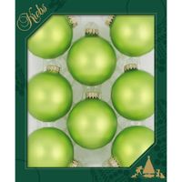 8x stuks glazen kerstballen 7 cm parrot velvet groen - thumbnail