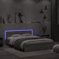 Bedframe met hoofdeinde en LED-licht grijs sonoma 160x200 cm