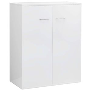 The Living Store Dressoir Minimalistisch Hoogglans Wit 60x30x75cm - 2 Deuren - Spaanplaat