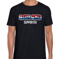 Zwart t-shirt Holland / Nederland supporter EK/ WK voor heren - thumbnail