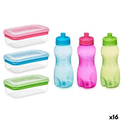 Picknickhouder met Fles Leknes 47315 47315 Blauw Groen Roze Polyethyleen Polypropyleen (16 Stuks)