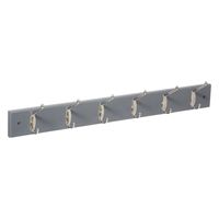 Kapstok rek voor wand/muur - grijs - 6 ophanghaken/knoppen - MDF/ijzer - 58 x 9 cm