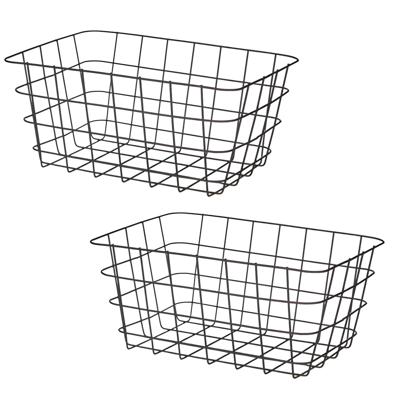 Industriele draadmand - 2x - zwart - metaal - 22 x 30 x 14 cm - opbergmand - woonaccessoires