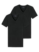 Schiesser - 95-5 - T-shirt 1/2 V-neck - 2-pack - zwart, Maat:S