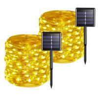 Gardlov Lichtsnoer/Garland - 2x - op zonne-energie - tuinverlichting - 15 meter - lichtslinger
