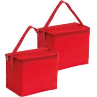 Kleine koeltas voor lunch - 2x - rood - 20 x 13 x 17 cm - 4.5 liter - Koeltassen