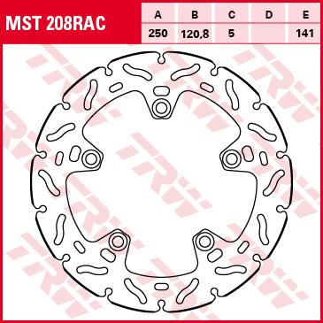 TRW Remschijf, remschijven voor de moto, MST208RAC
