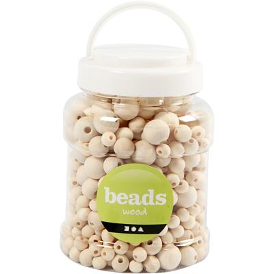 Creativ Company Houten kralen naturel, 530st.
