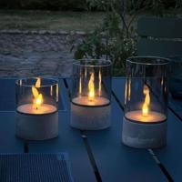 Kavel 3 BRILLIANT CANDLE LED tafellampen - 2500K - Kunststof en glas - Grijs en rookglas