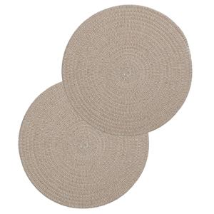 Tafel placemat/onderlegger - Set van 12x stuks - rond - taupe - katoen - 38 cm - Ontbijt/lunch/diner