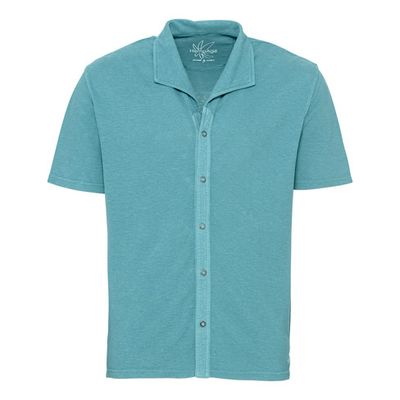 Jersey overhemd met korte mouw en piqué-structuur, lagune S