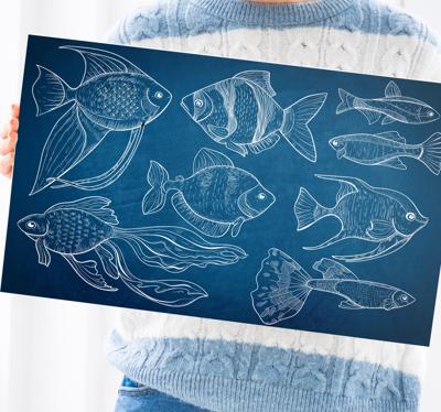 Canvas schilderij badkamer Marine vis