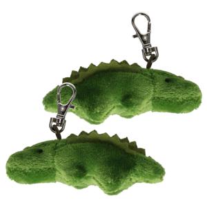 2x Pluche krokodil knuffel sleutelhanger 6 cm