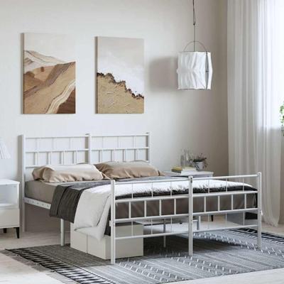 Bedframe met hoofd- en voeteneinde metaal wit 150x200 cm
