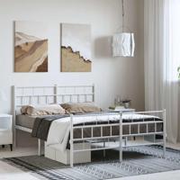 Bedframe met hoofd- en voeteneinde metaal wit 150x200 cm
