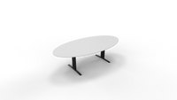 Vergadertafel 6711 ellipsvorm - 240 x 120 cm. - Zwart - Wit