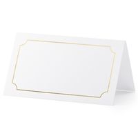 Naamkaartjes/plaatskaartjes Lijstje - Bruiloft - wit/goud - 10x stuks - 10 x 6 cm