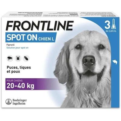 FRONTLINE 3 SPOT ON Antiparasitaire Pipetten voor Honden - 20-40 kg - Vlooien, teken, luizen