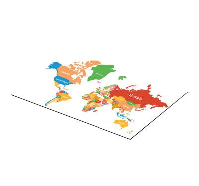 Originele placemats Kleurrijke wereldkaart