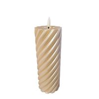 Twisted Pillar Candle Metallic Champagne 7.5x20cm