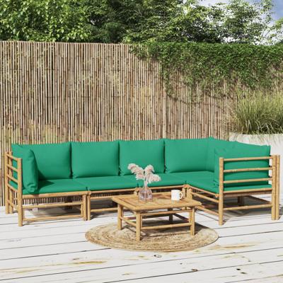 6-delige Loungeset met kussens bamboe groen