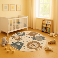 Vloerkleed Kids Animal Party Rond 140 Ø Cm Laagpolig Home Collectie - Dekbed-Discounter.nl