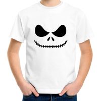 Skelet gezicht Halloween verkleed t-shirt wit voor kinderen - thumbnail