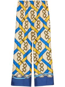 Gucci pantalon en soie à imprimé graphique - Jaune