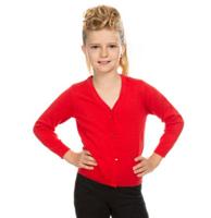 Plain Kids Cardigan Red-7 - 8 Jaar