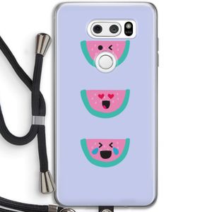 Smiley watermeloen: LG V30 Transparant Hoesje met koord