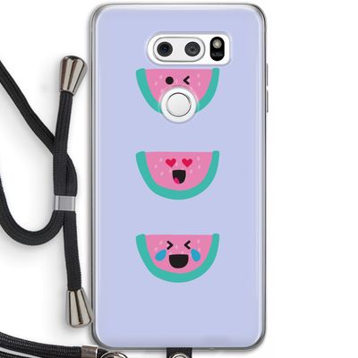 Smiley watermeloen: LG V30 Transparant Hoesje met koord