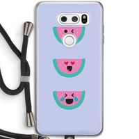Smiley watermeloen: LG V30 Transparant Hoesje met koord