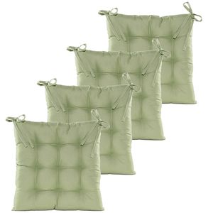 Stoelkussen gewatteerd - 6x - mint groen - 38 x 38 cm - binnen/buiten