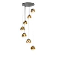 QAZQA Art deco hanglamp zwart met goud glas 7-lichts - pallon - thumbnail