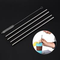 4 stuks herbruikbare roestvrijstaal drinken rietjes + 1 x Cleaner borstel set Kit
