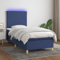 Boxspring met matras en LED stof blauw 100x200 cm
