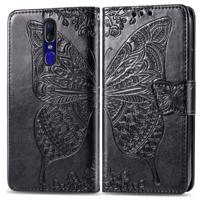 Butterfly Love bloemen reliëf horizontale Flip lederen draagtas voor OPPO F11 met houder & kaartsleuven & portemonnee & Lanyard (zwart)