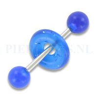 Tongpiercing acryl met donut rond blauw