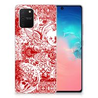 Silicone Back Case Samsung Galaxy S10 Lite Angel Skull Rood - thumbnail