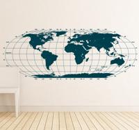 Muursticker wereldkaart coördinaten Muursticker wereldkaart coördinaten