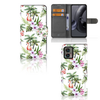 Motorola Edge 30 Neo Telefoonhoesje met Pasjes Flamingo Palms - thumbnail