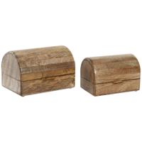 Doos-Juwelenkistje Home ESPRIT Bruin Mangohout (2 Stuks)