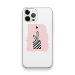 Zwart-wit cactus: iPhone 12 Pro Max Transparant Hoesje